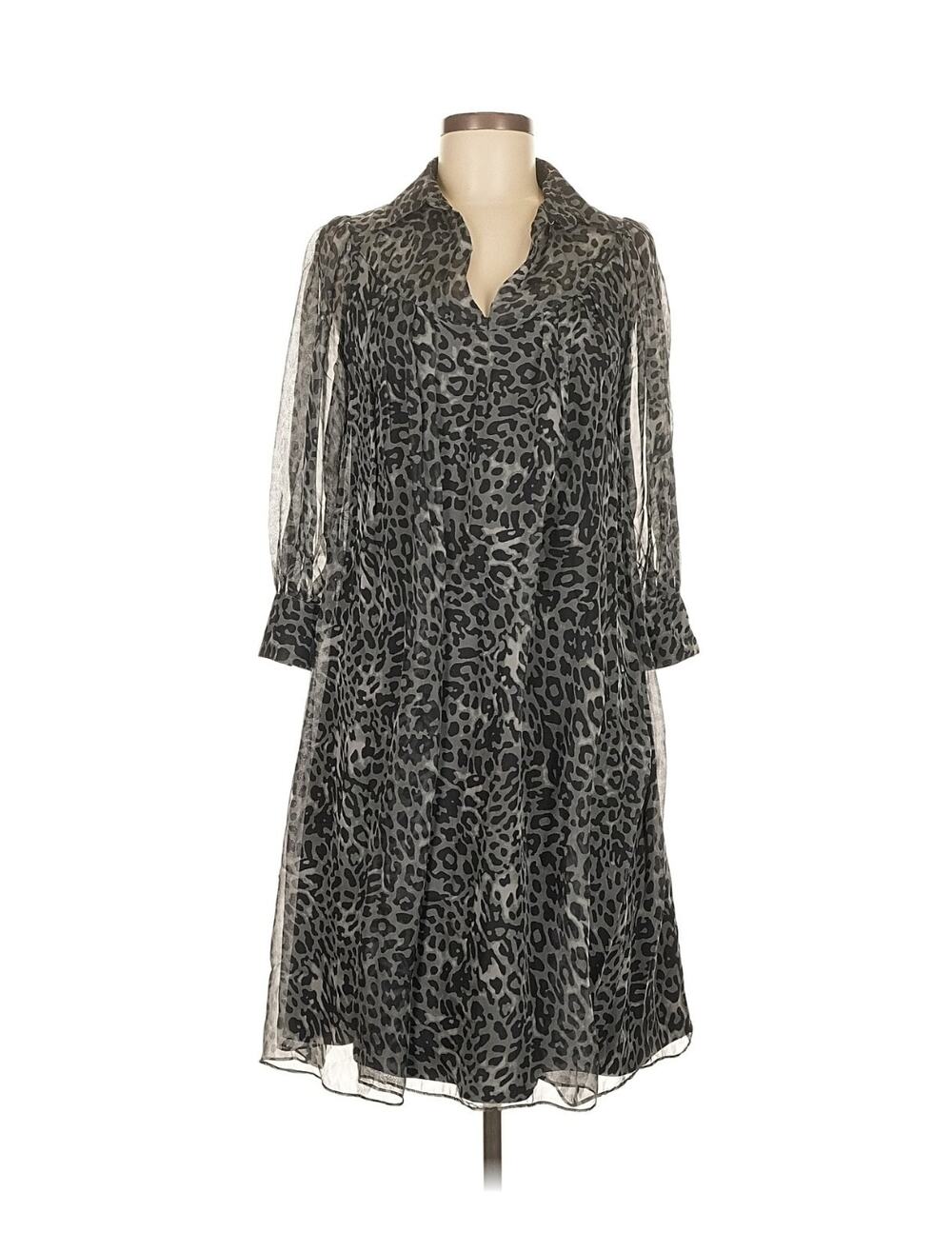 ✨️ DVF Diane von Furstenberg Sheer Silk Leopard Print Dress Sz 2 Designer Lux✨️